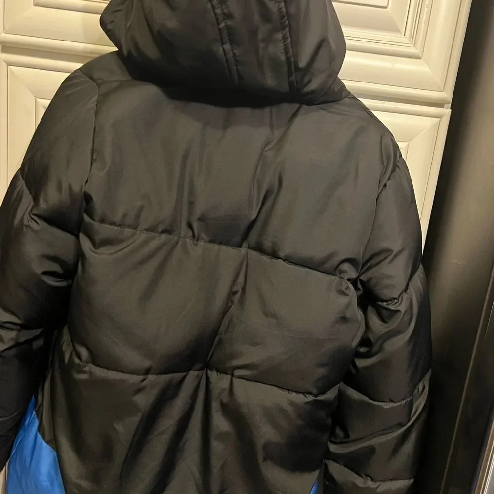 Operation Warm Boys Puffer Parka Coat Fleece Hood Jacket Black Blue 14 16 XL EUC